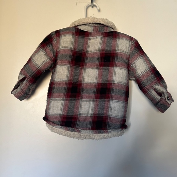 George Baby plaid Sherpa Lined Button Closure Shacket Jacket - Picture 4 of 9